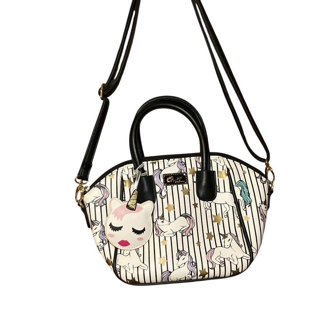 Luv Betsey by Betsey Johnson Unicorn Striped Mini Satchel Gold Hardware